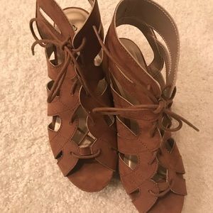Lace up bootie wedge